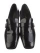 Prada Enameled Metal Triangle Leather Loafers