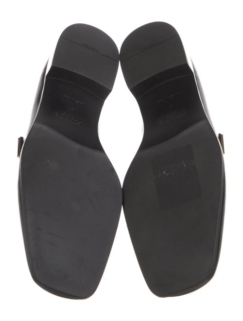 Prada Enameled Metal Triangle Leather Loafers