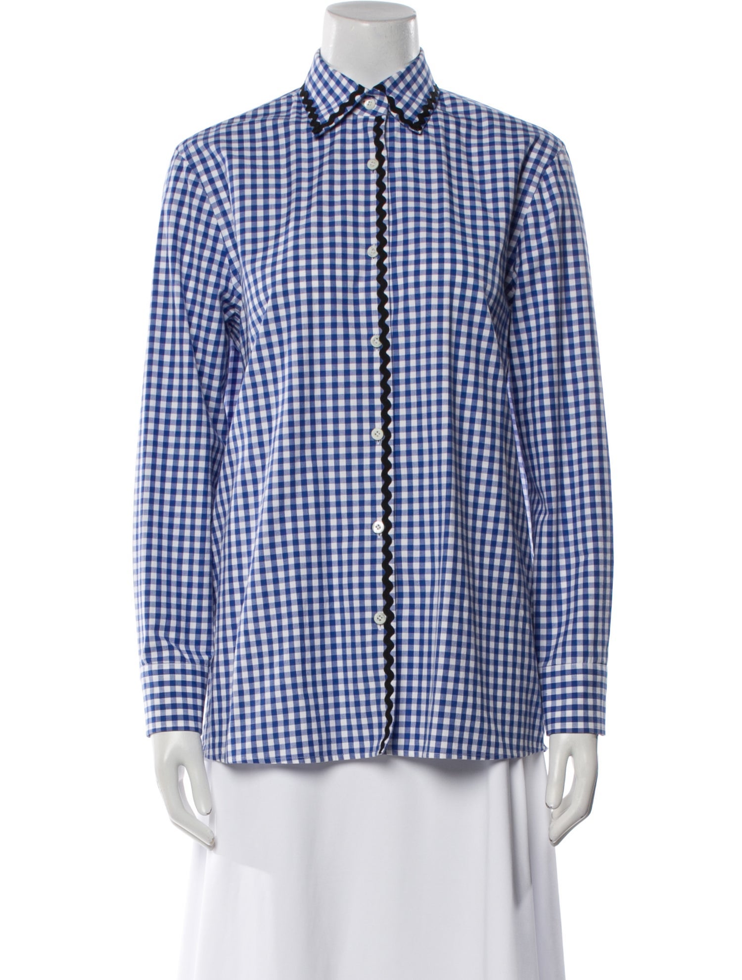 Prada 2023 Gingham Check Button-Up Top