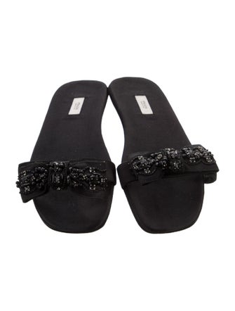 Prada Satin Bow Accents Slides