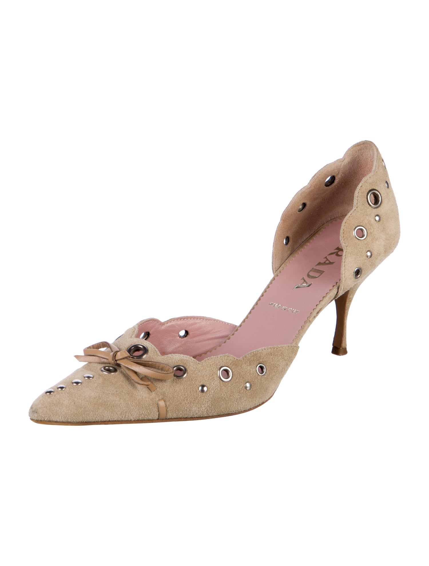 Prada Suede Plaid Print D'Orsay Pumps