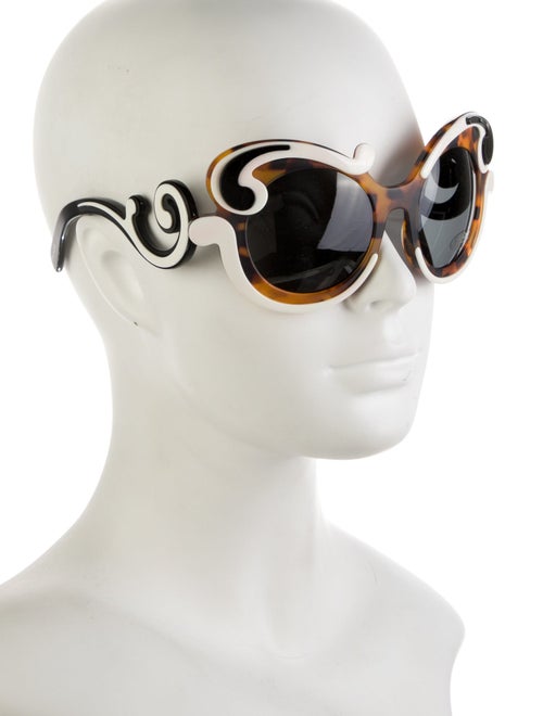 Prada Havana Minimal Baroque Oversize Sunglasses
