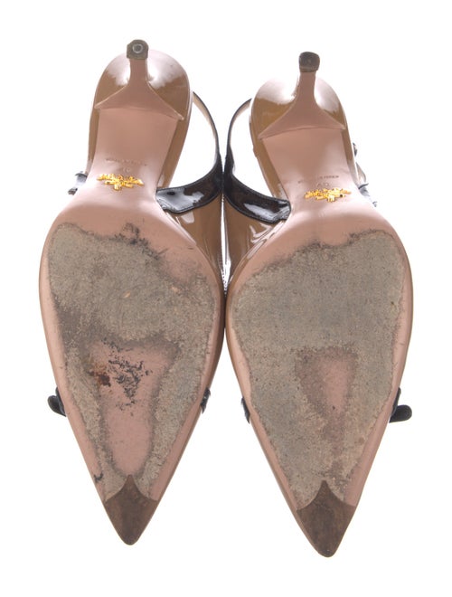 Prada Patent Leather Colorblock Pattern Slingback Pumps