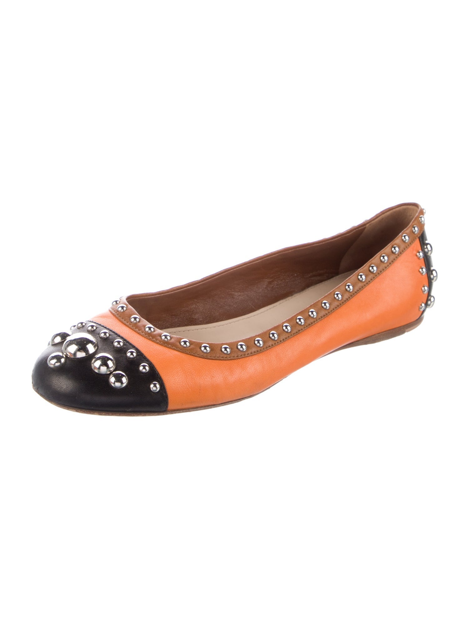 Prada Leather Colorblock Pattern Ballet Flats