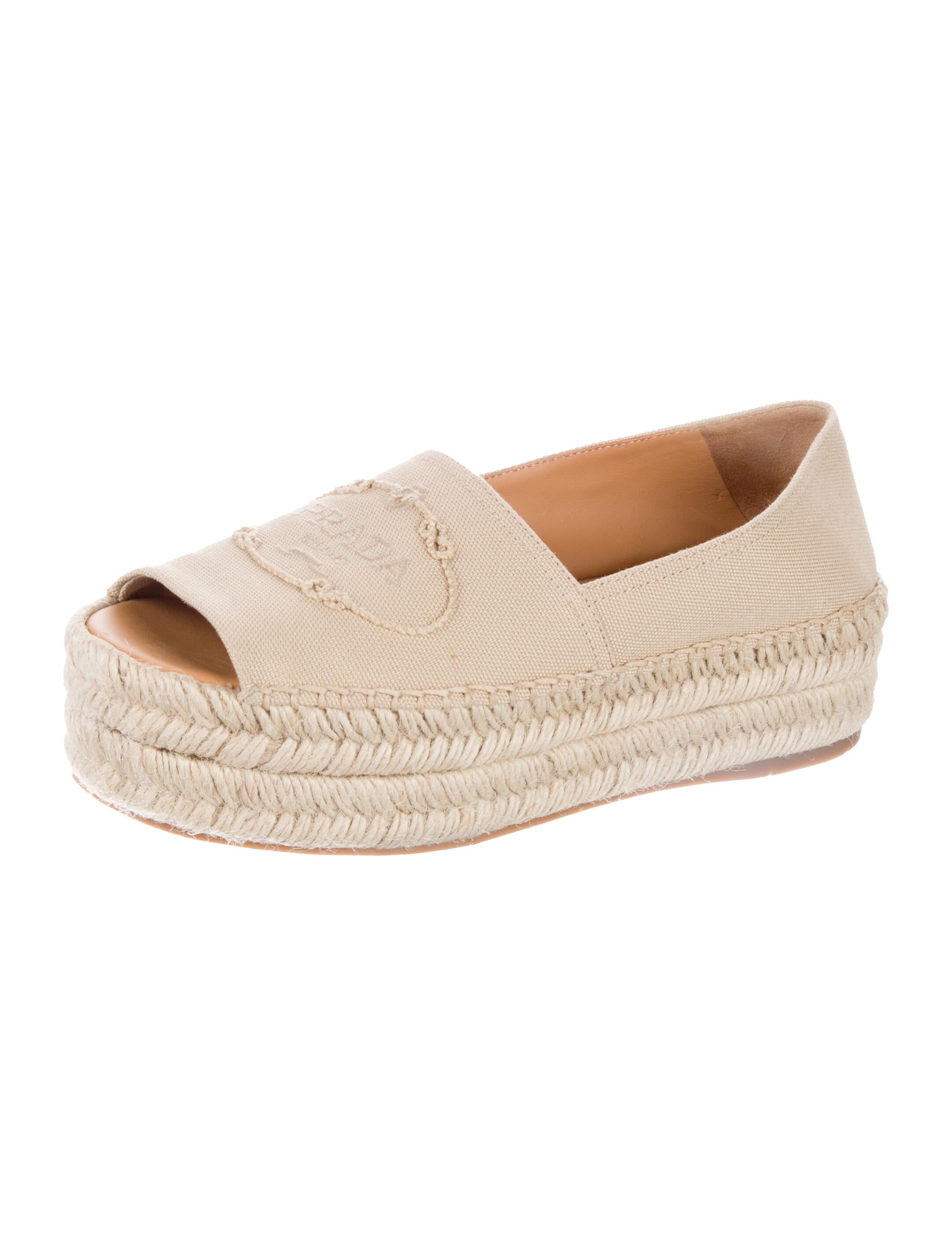 Prada Canvas Embroidered Accent Espadrilles