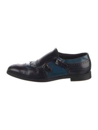 Prada Leather Colorblock Pattern Monk Straps