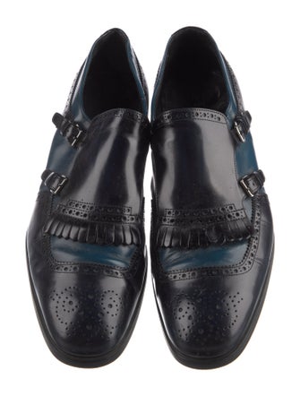 Prada Leather Colorblock Pattern Monk Straps