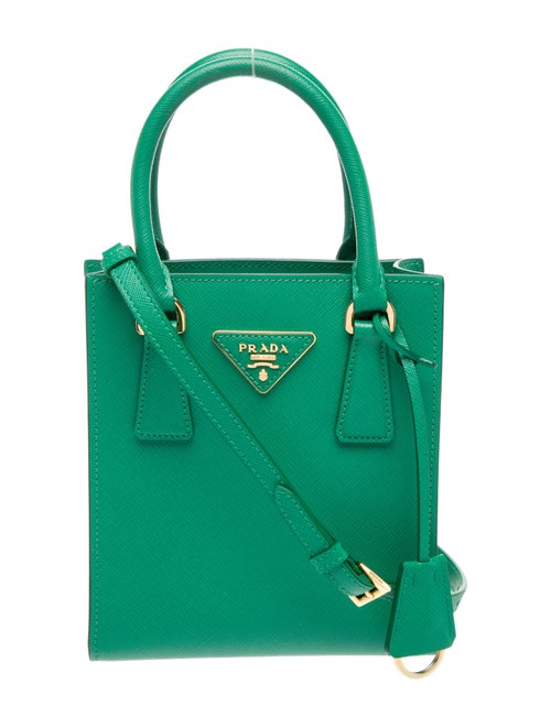 Prada Enameled Metal Triangle Galleria Double Zip