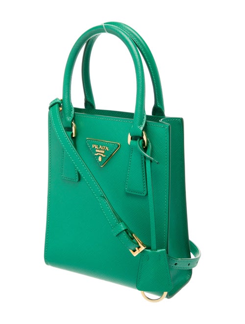 Prada Enameled Metal Triangle Galleria Double Zip