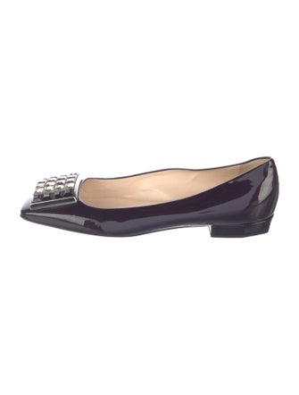 Prada Patent Leather Crystal Embellishments Ballet Flats
