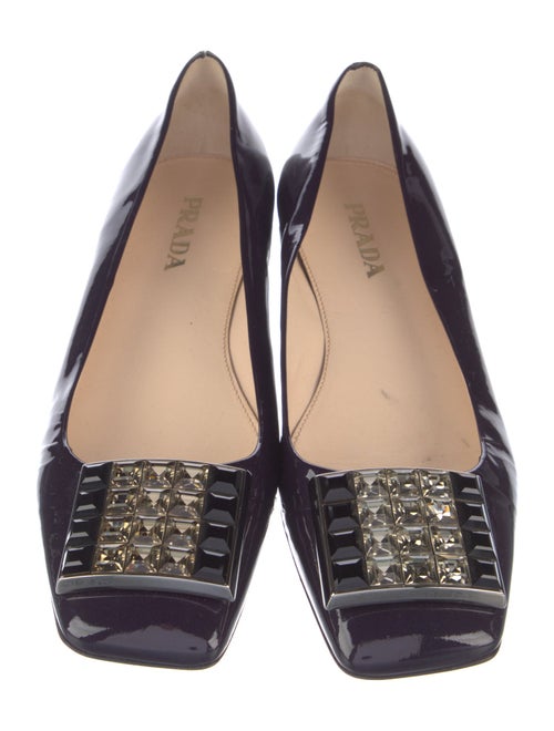 Prada Patent Leather Crystal Embellishments Ballet Flats
