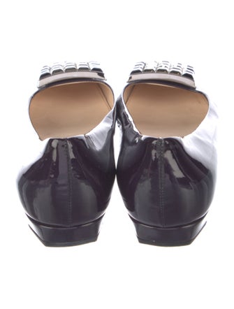 Prada Patent Leather Crystal Embellishments Ballet Flats