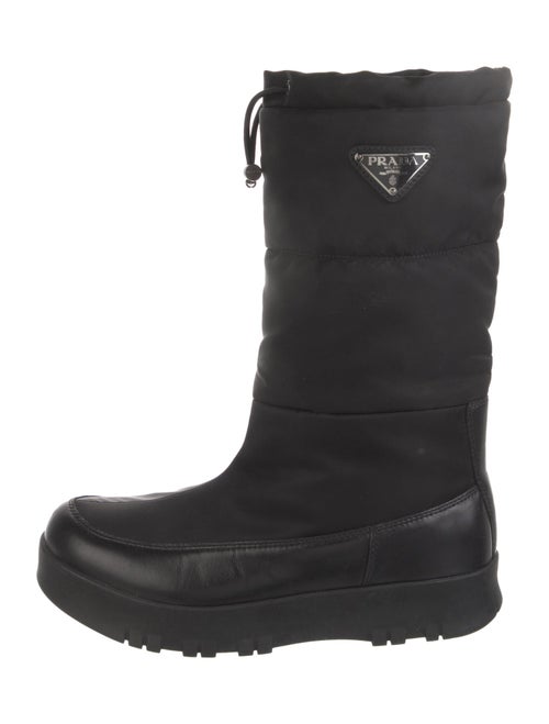 Prada Nylon Leather Trim Embellishment Rain Boots