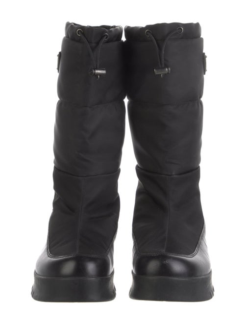 Prada Nylon Leather Trim Embellishment Rain Boots