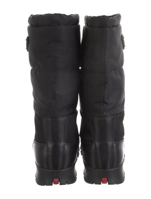 Prada Nylon Leather Trim Embellishment Rain Boots