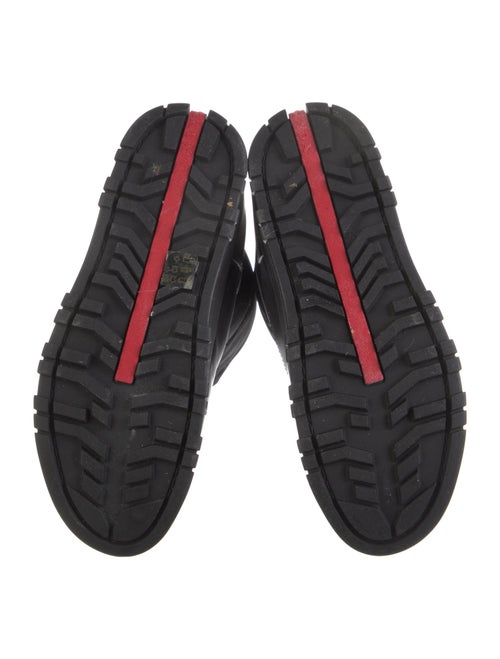 Prada Nylon Leather Trim Embellishment Rain Boots