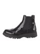Prada Patent Leather Lasercut Accents Chelsea Boots