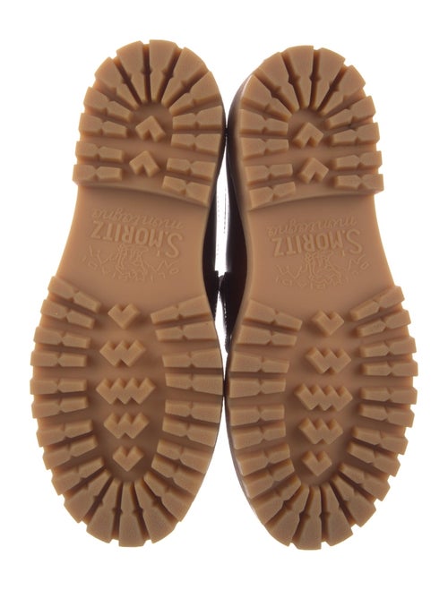 Prada Enameled Metal Triangle Leather Oxfords