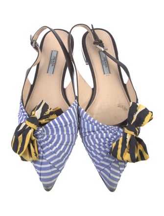 Prada Printed Bow Accents Slingback Pumps