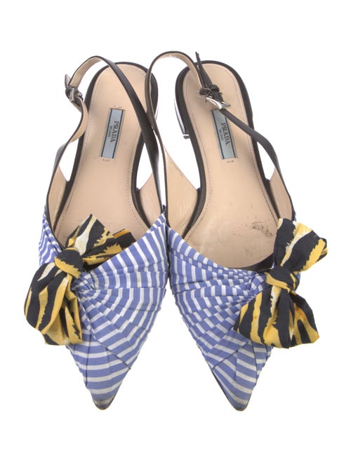 Prada Printed Bow Accents Slingback Pumps