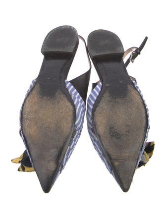 Prada Printed Bow Accents Slingback Pumps