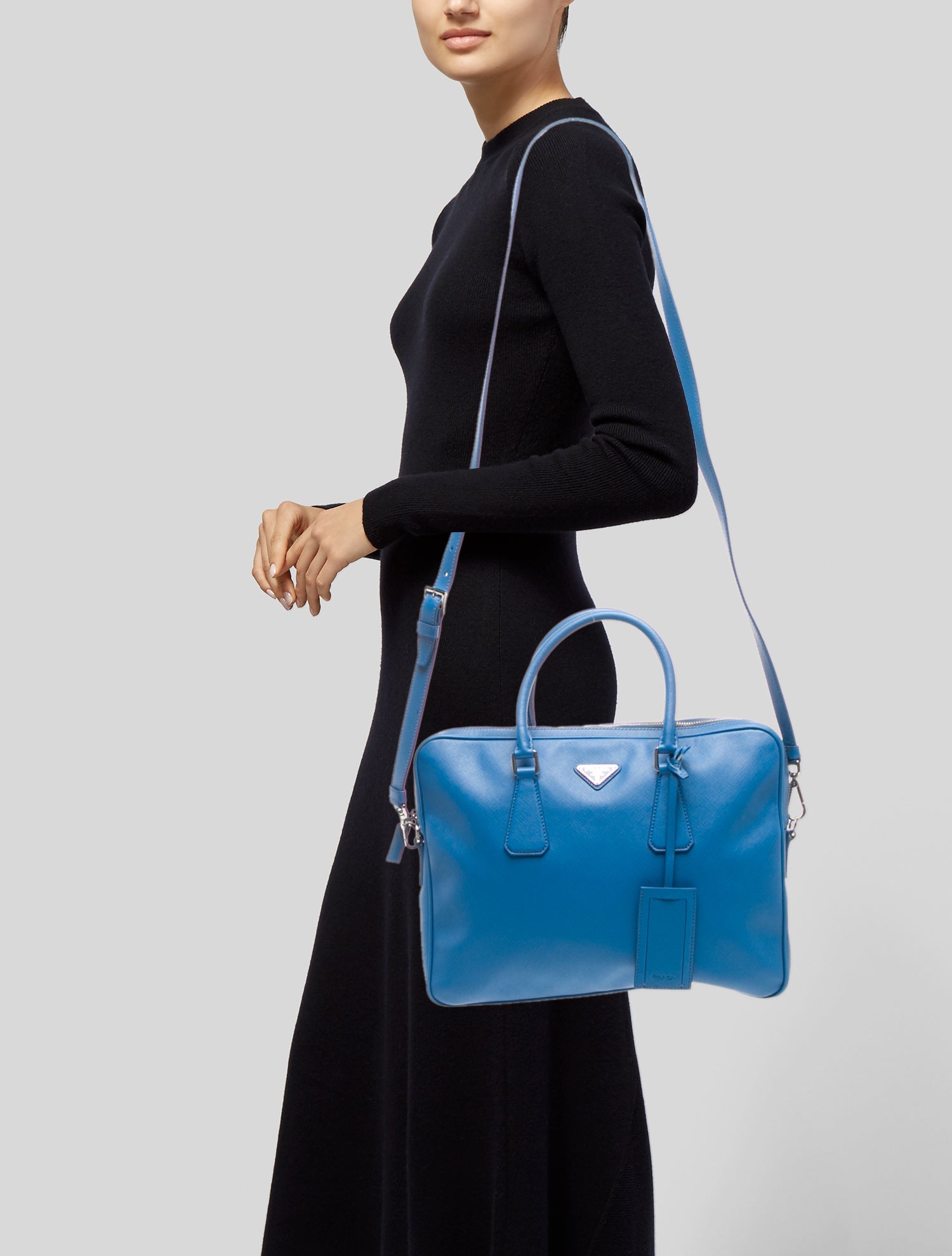 Prada Enameled Metal Triangle Briefcase