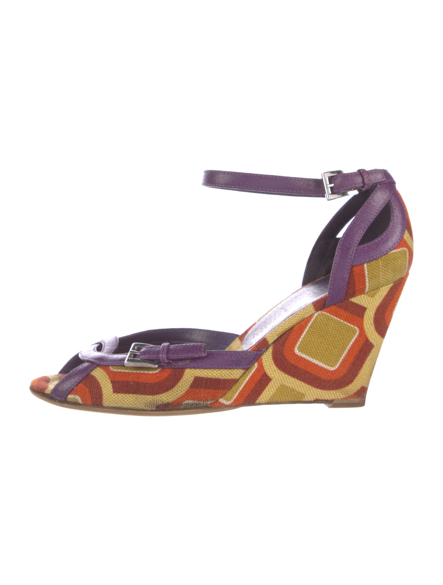 Prada Canvas Printed D'Orsay Pumps