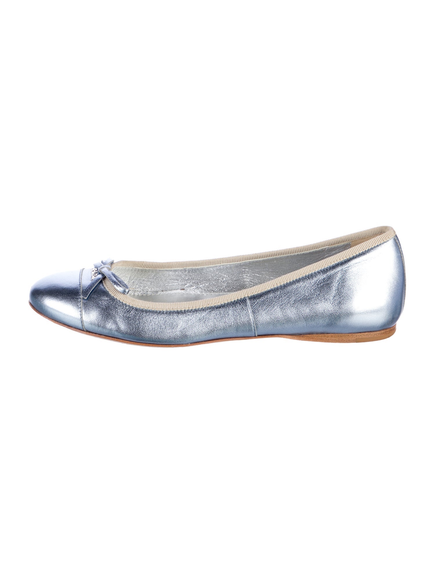Prada Leather Bow Accents Ballet Flats