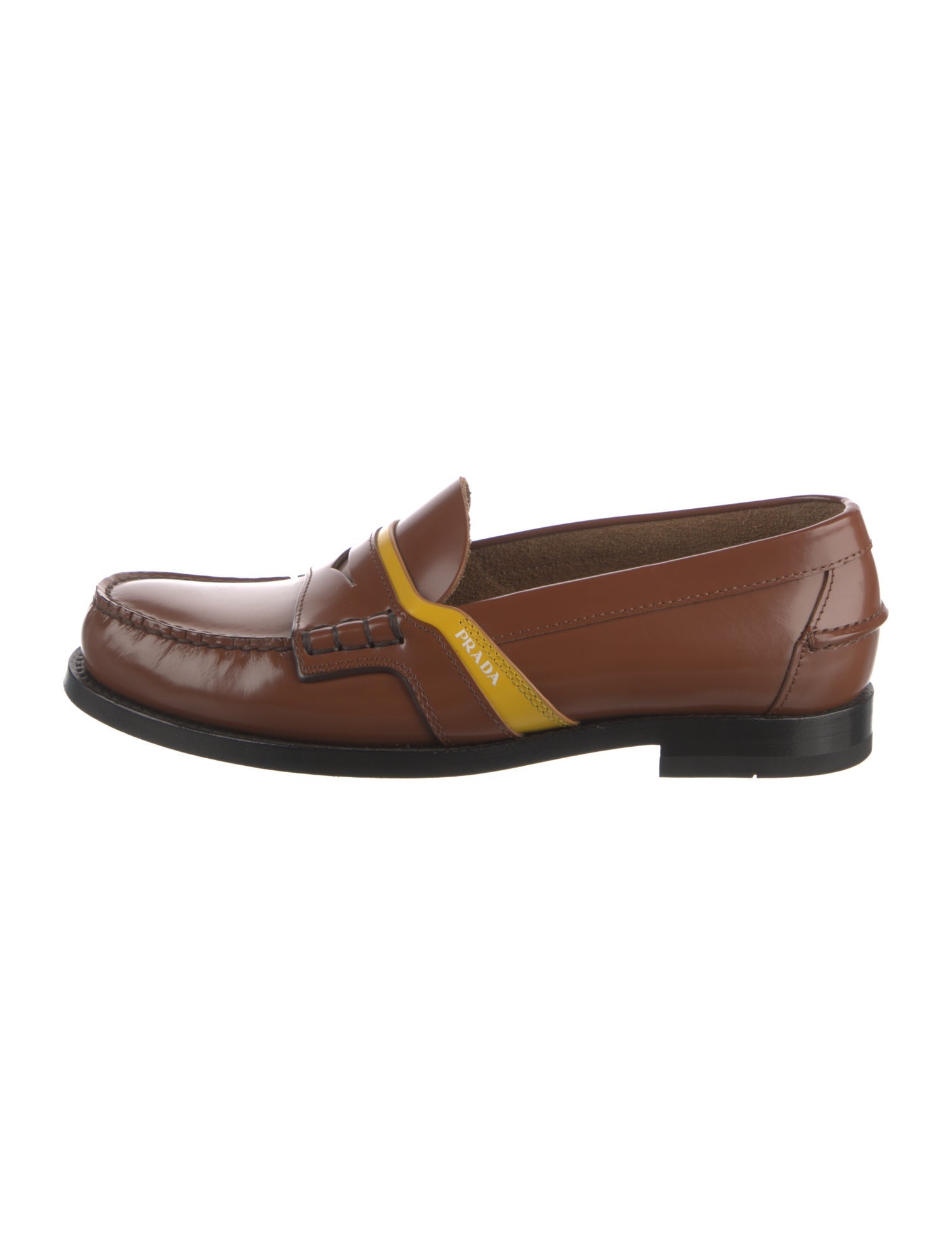 Prada Leather Colorblock Pattern Dress Loafers