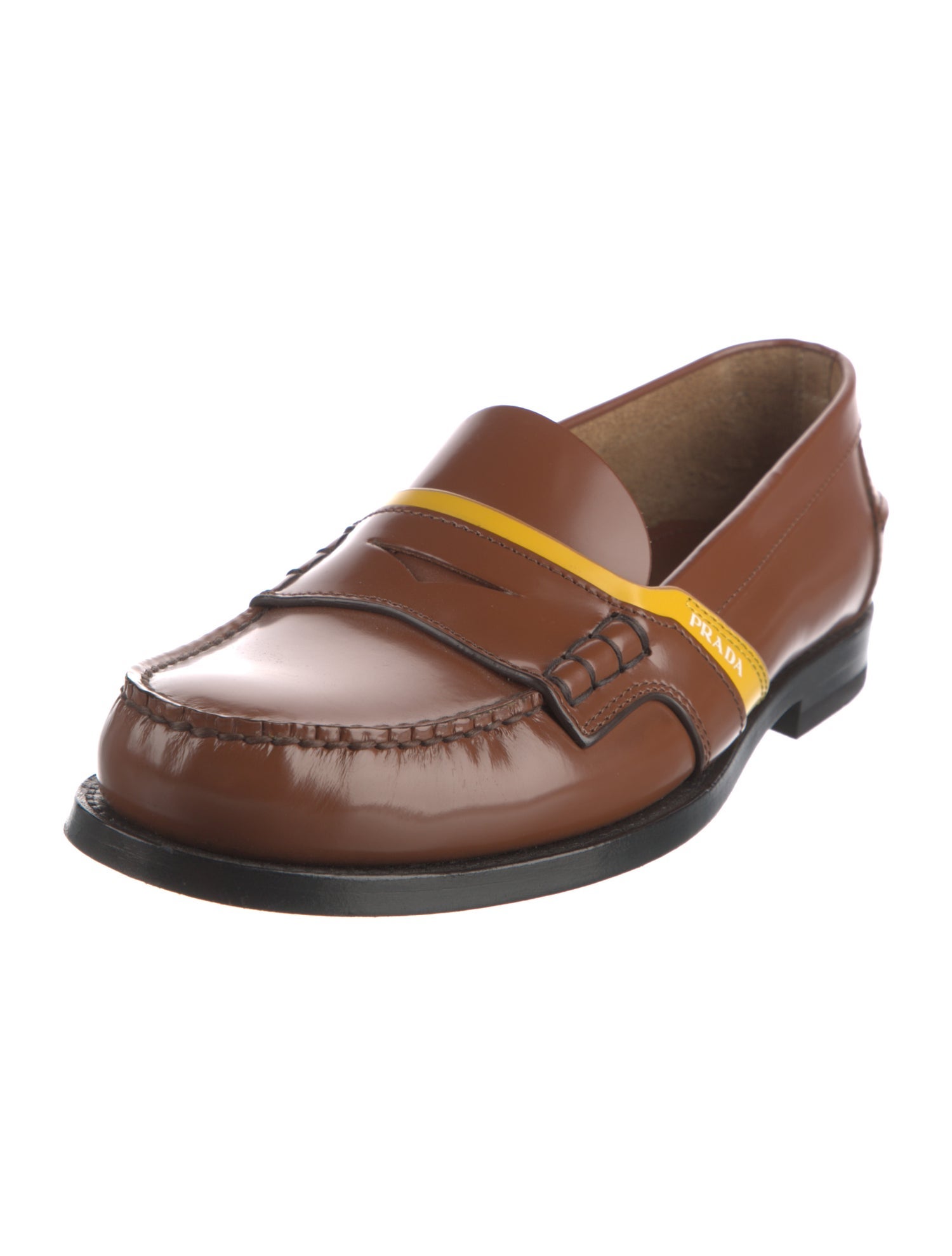 Prada Leather Colorblock Pattern Dress Loafers