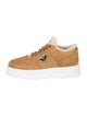 Prada Enameled Metal Triangle Suede Sneakers