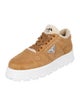Prada Enameled Metal Triangle Suede Sneakers