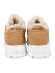 Prada Enameled Metal Triangle Suede Sneakers