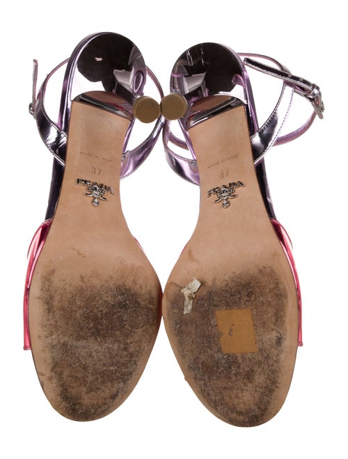 Prada Leather Colorblock Pattern Sandals