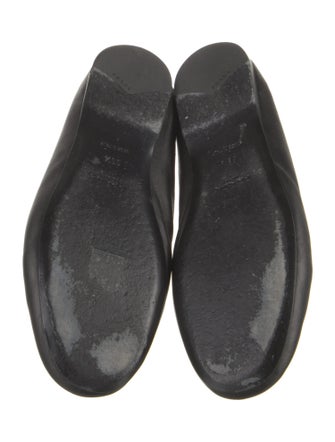 Prada Enameled Metal Triangle Leather Flats