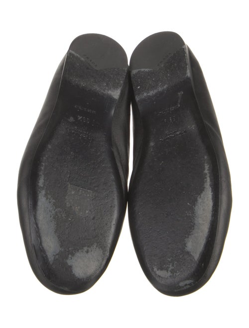 Prada Enameled Metal Triangle Leather Flats