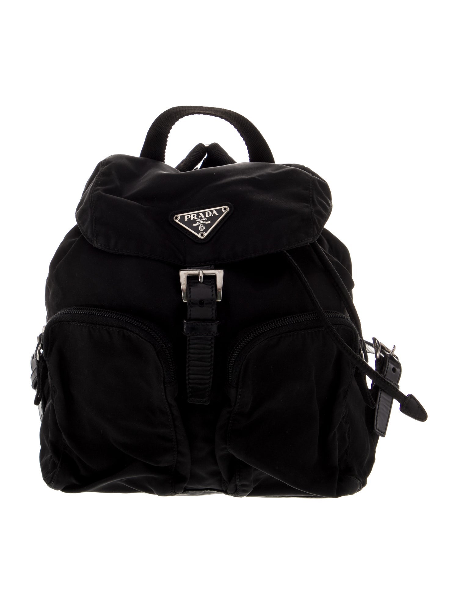 Prada Enameled Metal Triangle Backpack