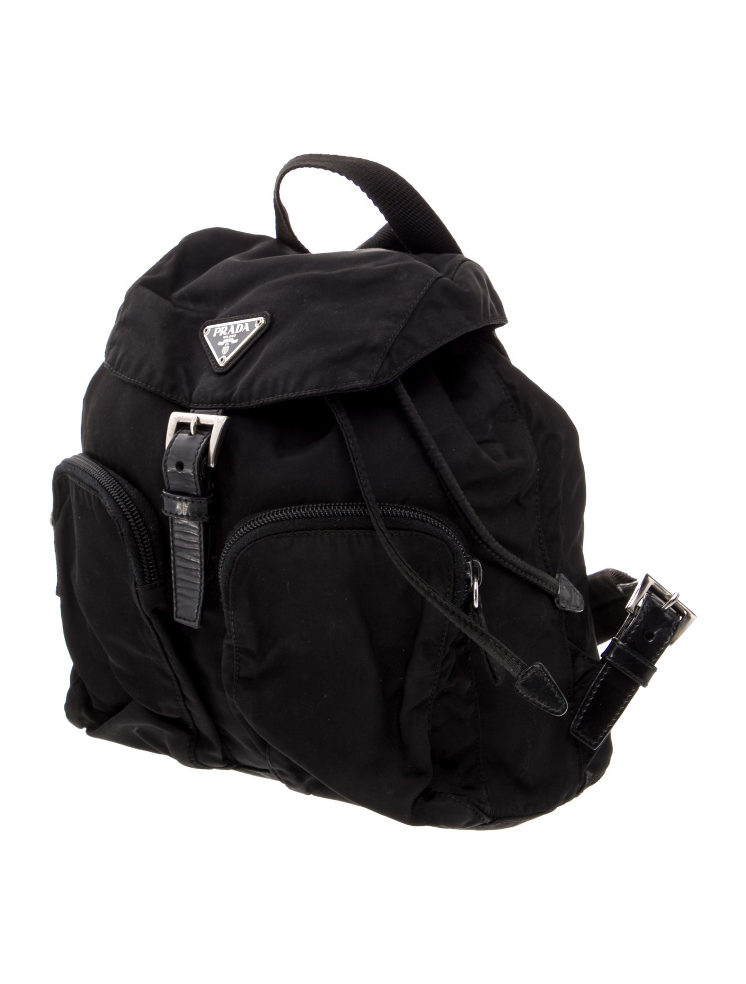 Prada Enameled Metal Triangle Backpack