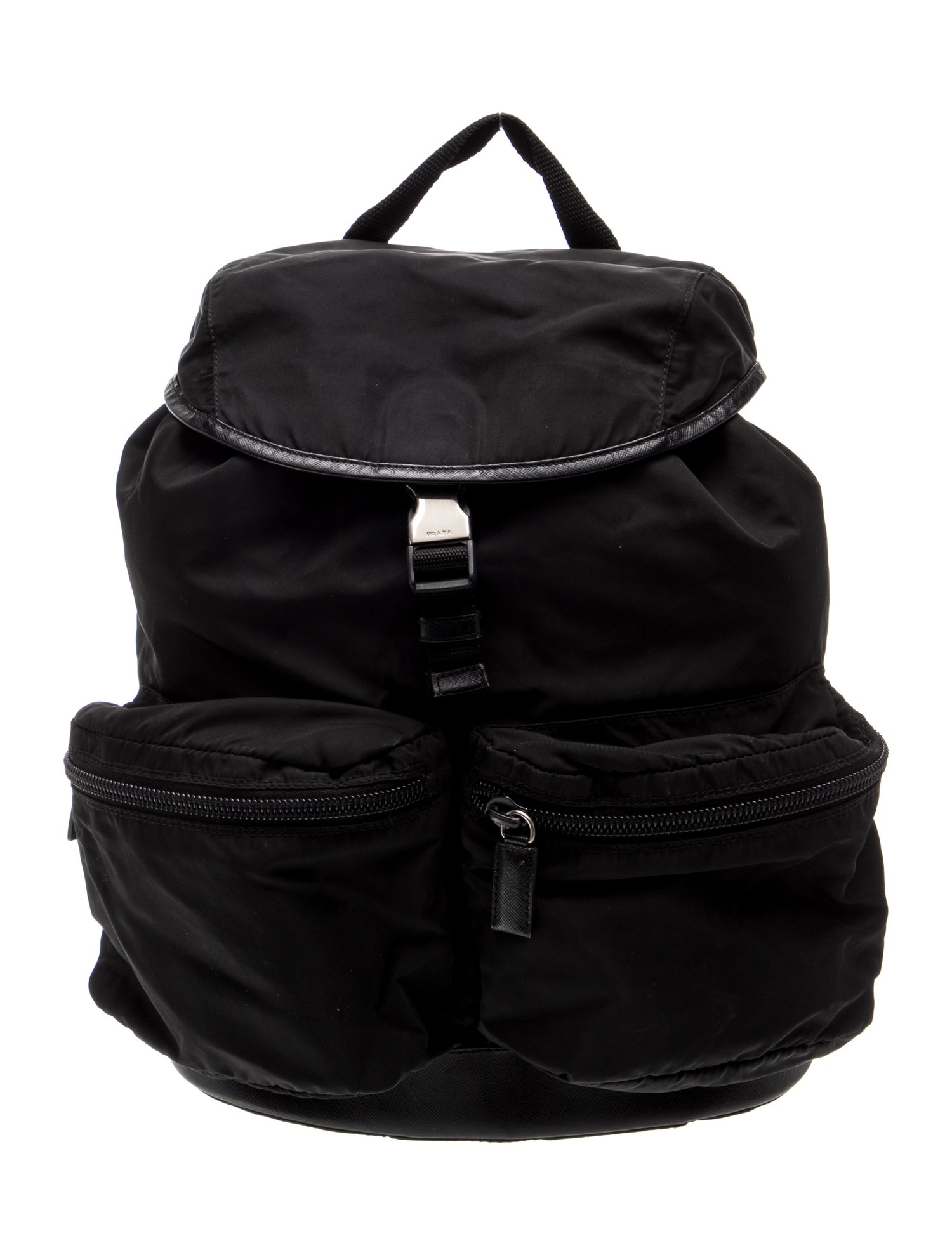 Prada Enameled Metal Triangle Backpack