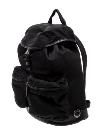 Prada Enameled Metal Triangle Backpack