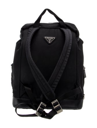 Prada Enameled Metal Triangle Backpack