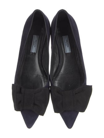 Prada Suede Bow Accents Flats