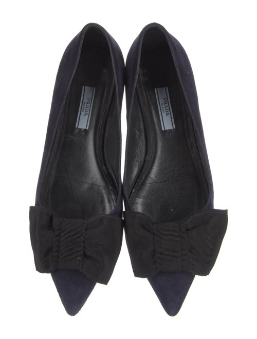 Prada Suede Bow Accents Flats