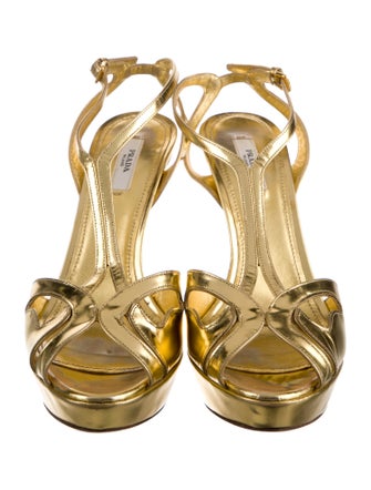 Prada Patent Leather T-Strap Sandals