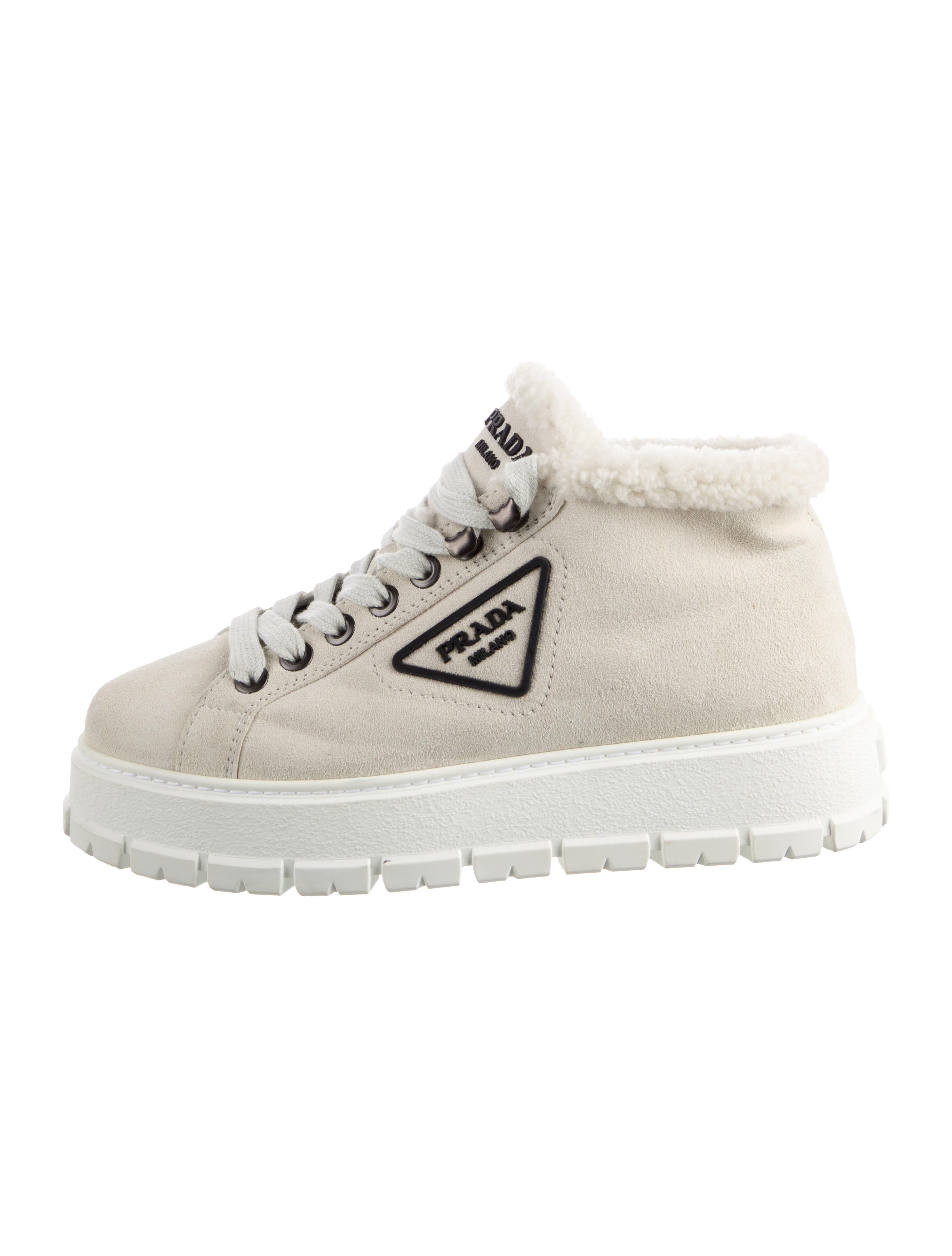 Prada Suede Fur Trim Sneakers