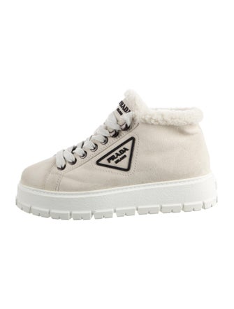 Prada Suede Fur Trim Sneakers