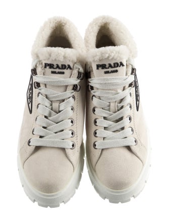 Prada Suede Fur Trim Sneakers