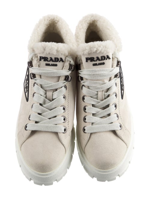 Prada Suede Fur Trim Sneakers