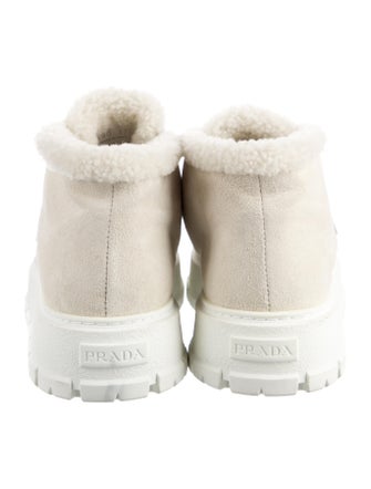 Prada Suede Fur Trim Sneakers