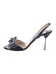 Prada Patent Leather Bow Accents Slingback Sandals